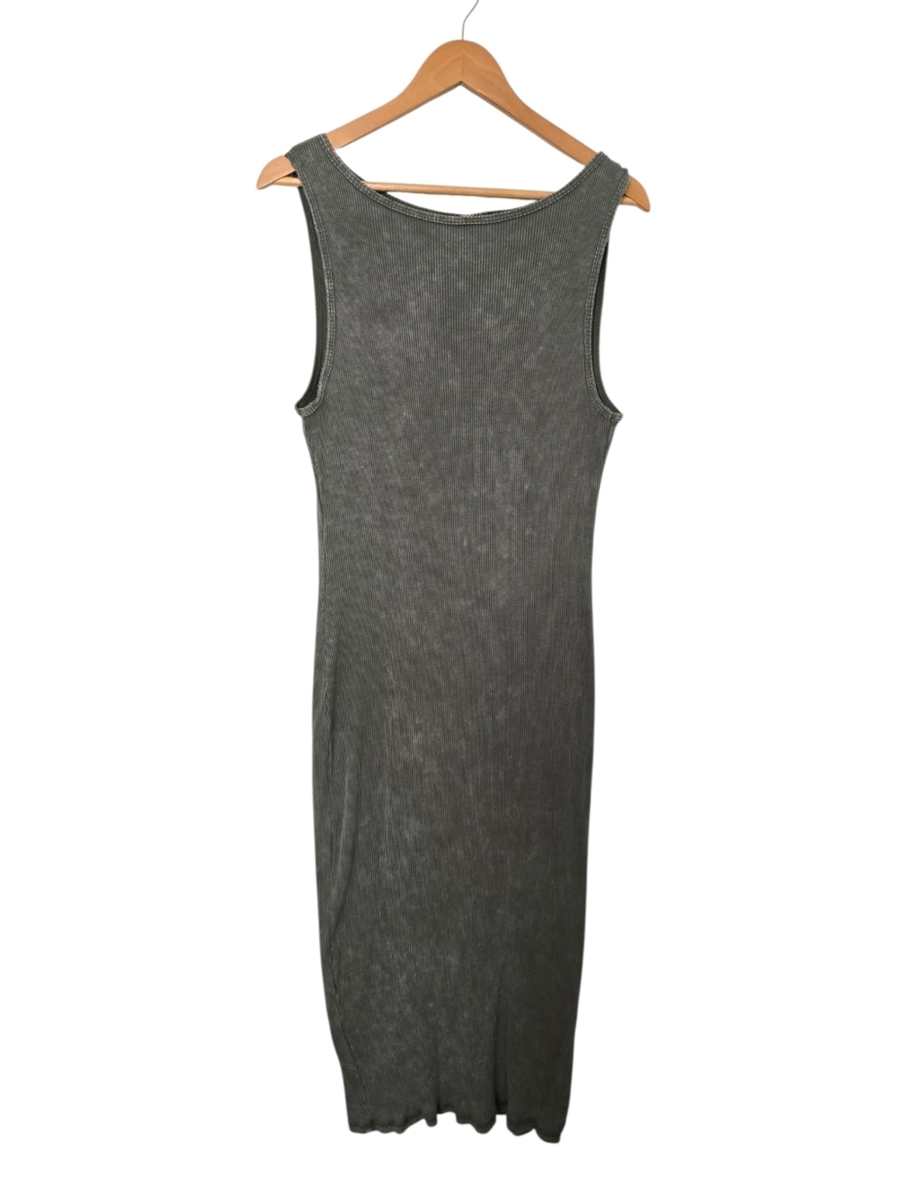 🌿 H&M Divided Ribbed Olive Midi Dress – Sleeveless Bodycon Tank Dress Size XL